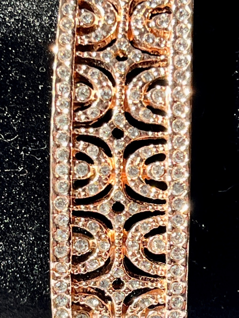 Rose Gold Crystal Bracelet with Filigree Pattern